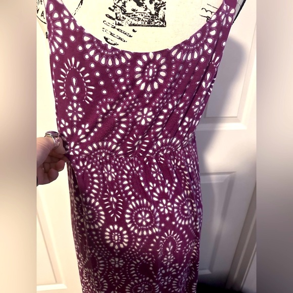 Soma Soft Jersey Tiered Hem Sleeveless Maxi Dress Serenata Eyelet Henna Plum - Picture 9 of 16